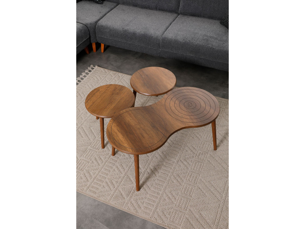 Ensemble de table basse en bois "Marlo" 100 x 50 x 45 cm - Noyer