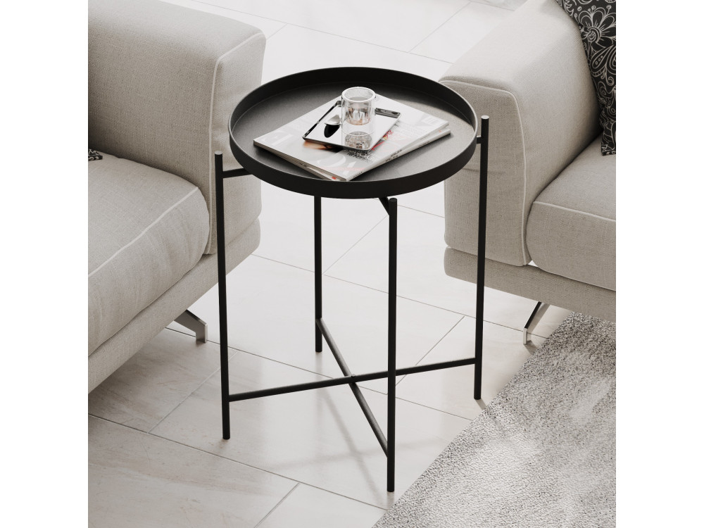 Table basse en métal "Sheby" 46 x 46 x 56 cm - Noir
