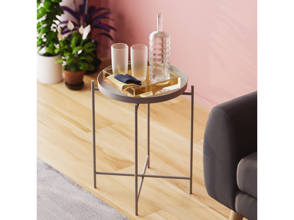 Table basse en métal "Sheby" 46 x 46 x 56 cm - Gris