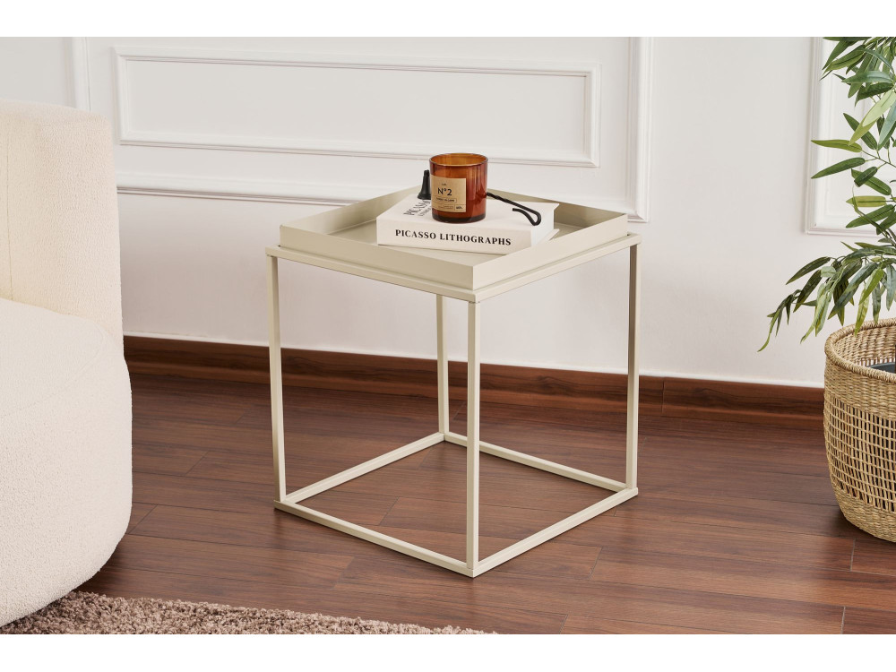 Table basse en métal "Koala" 45 x 45 x 52 cm - Taupe