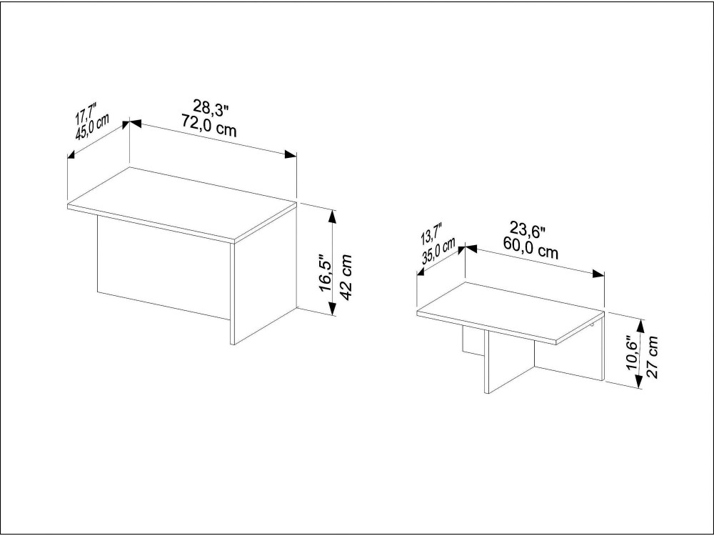 Table gigogne (2 pièces) en bois "Twins" 72 x 45 x 42 cm - Travertin