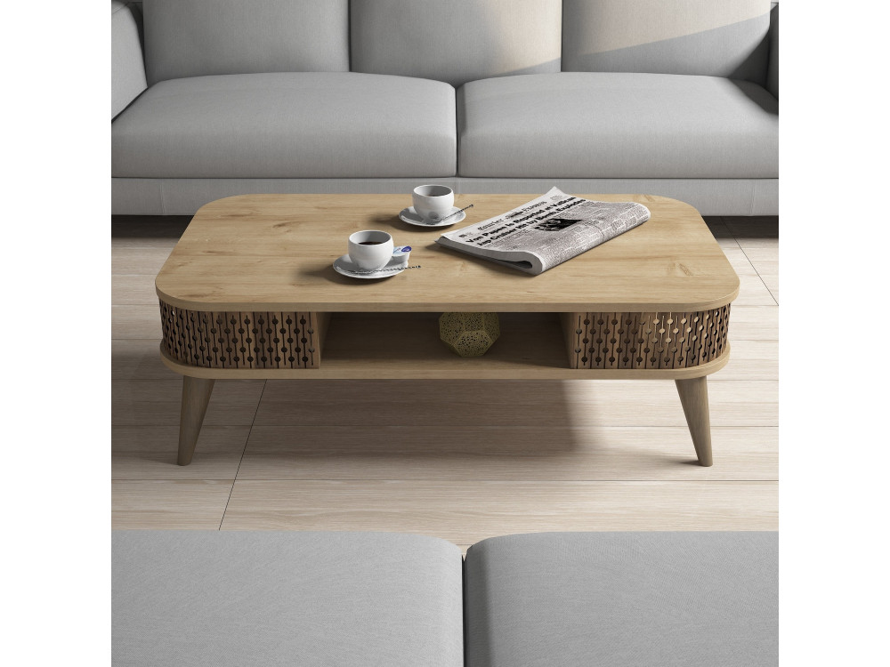 Table basse en bois "Eylul" - 105 x 60 x 34 cm - Marron