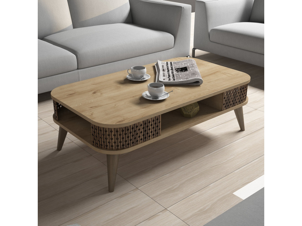 Table basse en bois "Eylul" - 105 x 60 x 34 cm - Marron