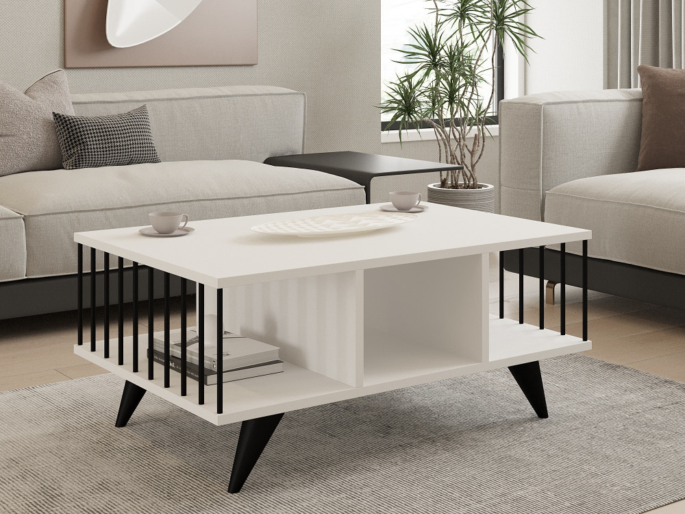 Table basse en bois "Bert" - 90 x 60 x 40 cm - Blanc