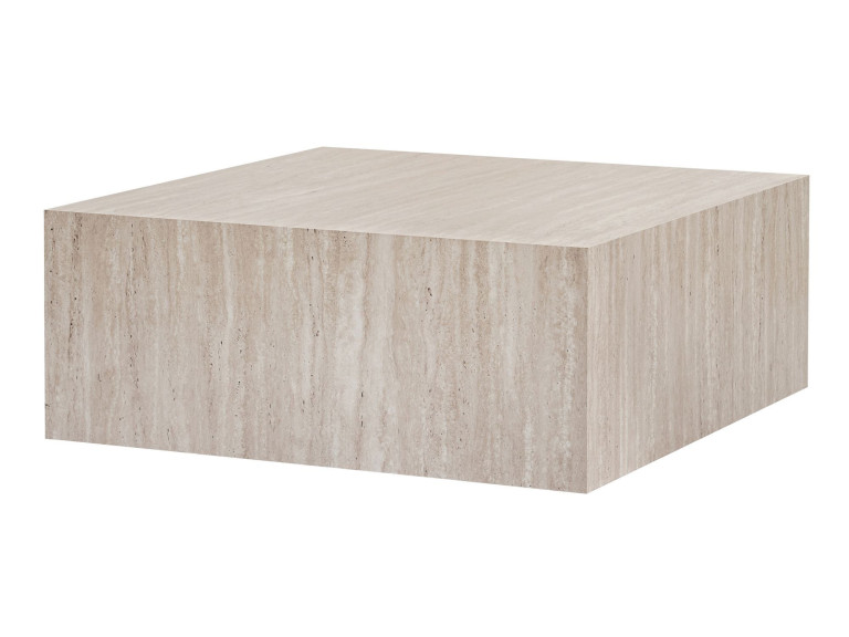 Table Basse en MDF "Prizma" - 90 x 90 x 35 cm - Travertin