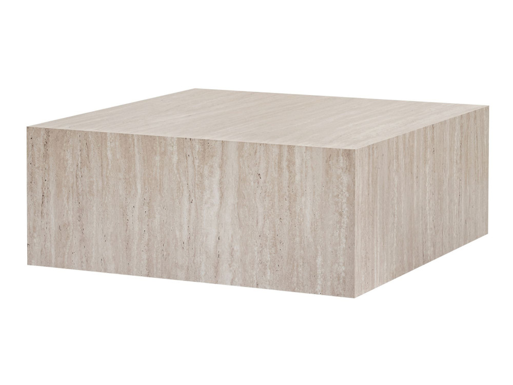 Table Basse en MDF "Prizma" - 90 x 90 x 35 cm - Travertin