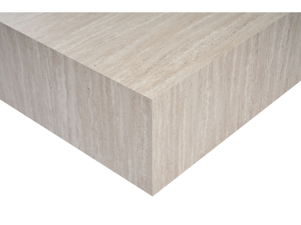 Table Basse en MDF "Prizma" - 90 x 90 x 35 cm - Travertin