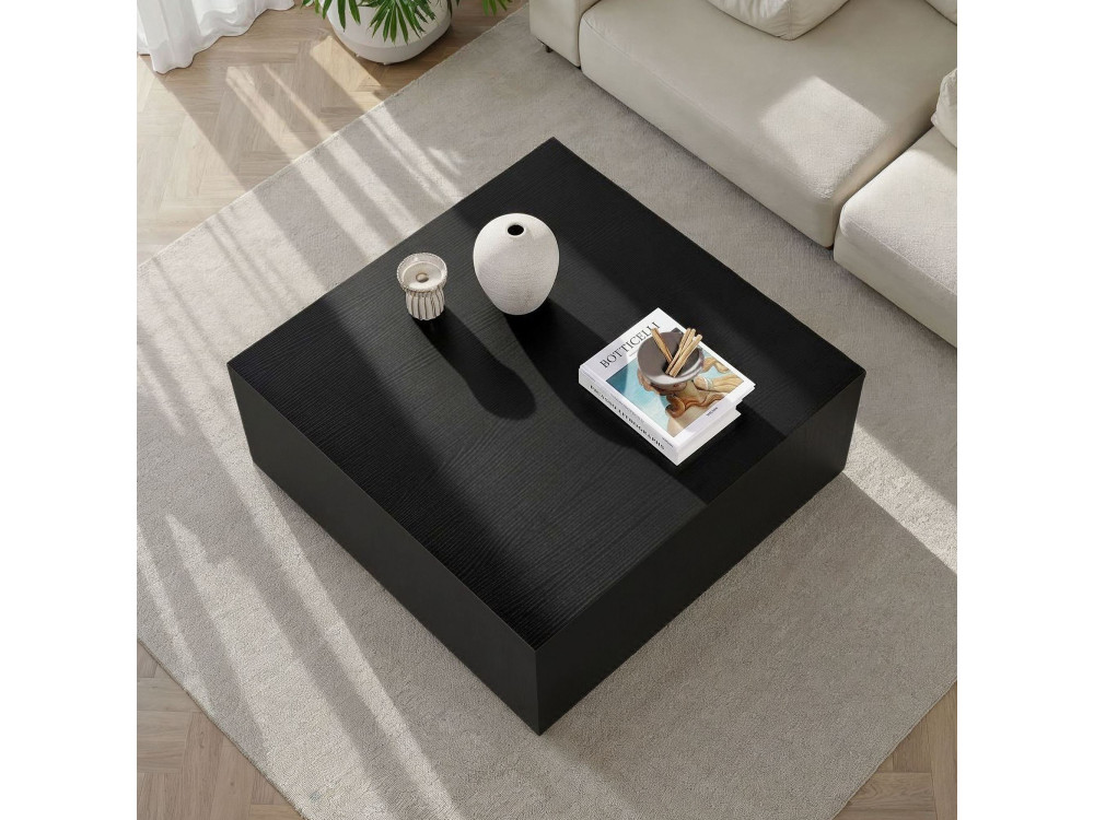 Table Basse en MDF "Prizma" - 90 x 90 x 35 cm - Bois Noir