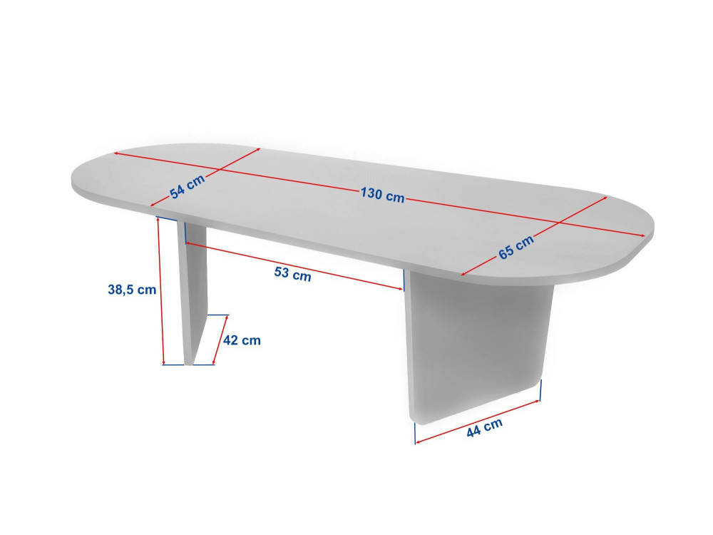 Table Basse en bois "Ovalis" - 130 x 65 x 40 cm - Travertin / Noyer