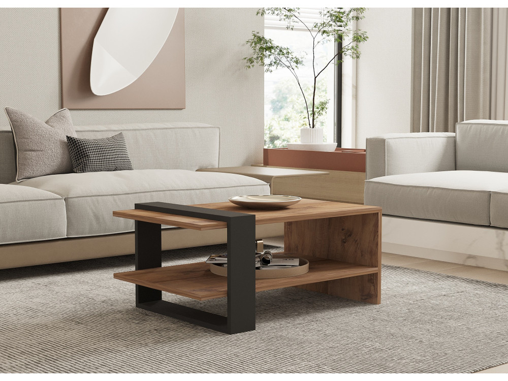 Table basse en bois "Ova" - 80 x 55 x 35 cm - Marron
