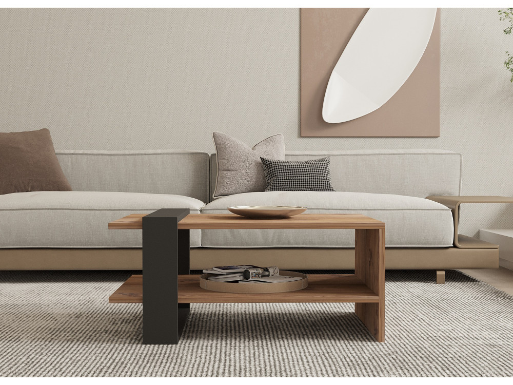 Table basse en bois "Ova" - 80 x 55 x 35 cm - Marron