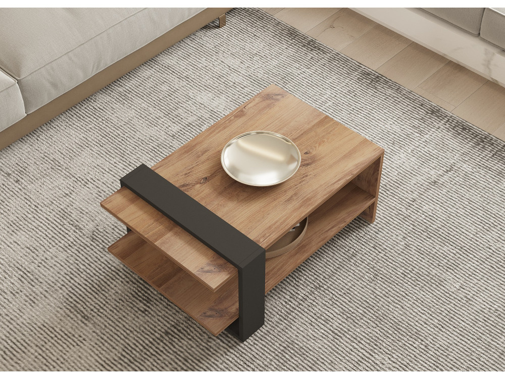 Table basse en bois "Ova" - 80 x 55 x 35 cm - Marron