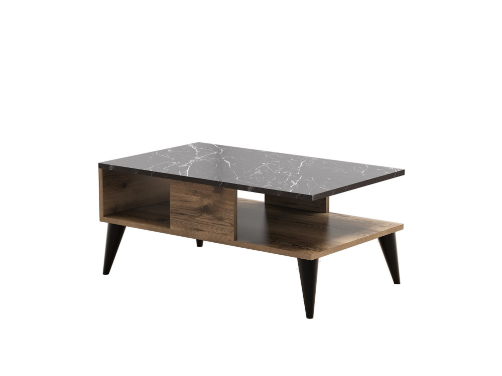 Table basse en bois "Lidya" - 90 x 54 x 39 cm - Marron