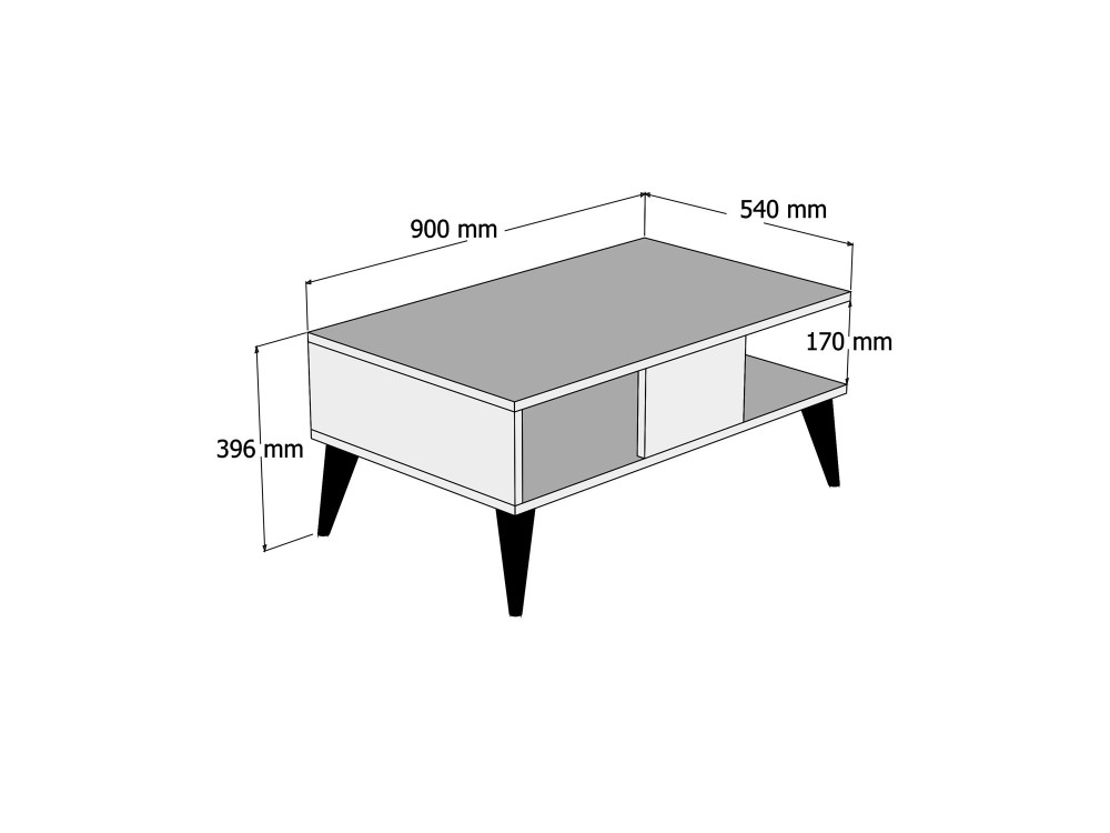 Table basse en bois "Lidya" - 90 x 54 x 39 cm - Marron