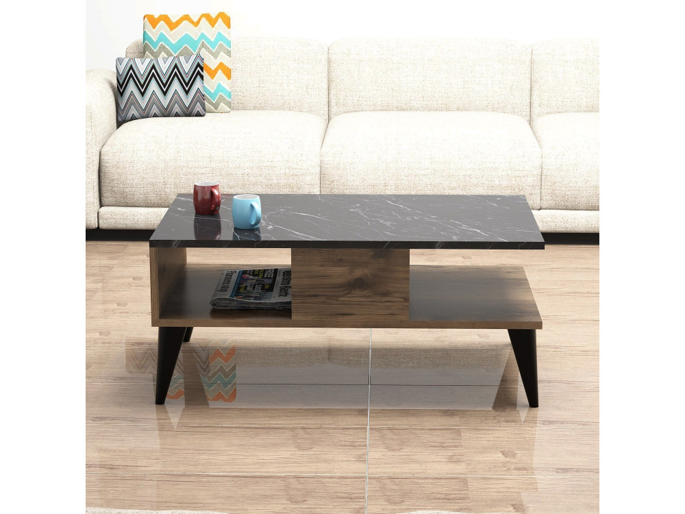 Table basse en bois "Lidya" - 90 x 54 x 39 cm - Marron
