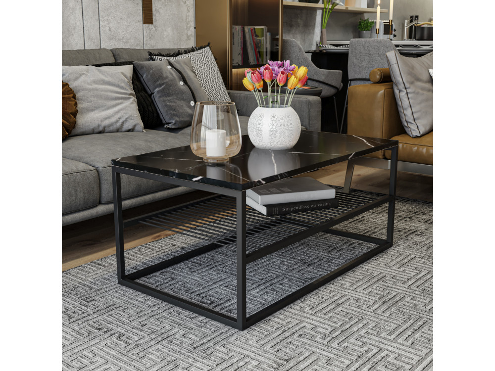 Table basse en bois "Asude" - 95 x 55 x 42 cm - Noir