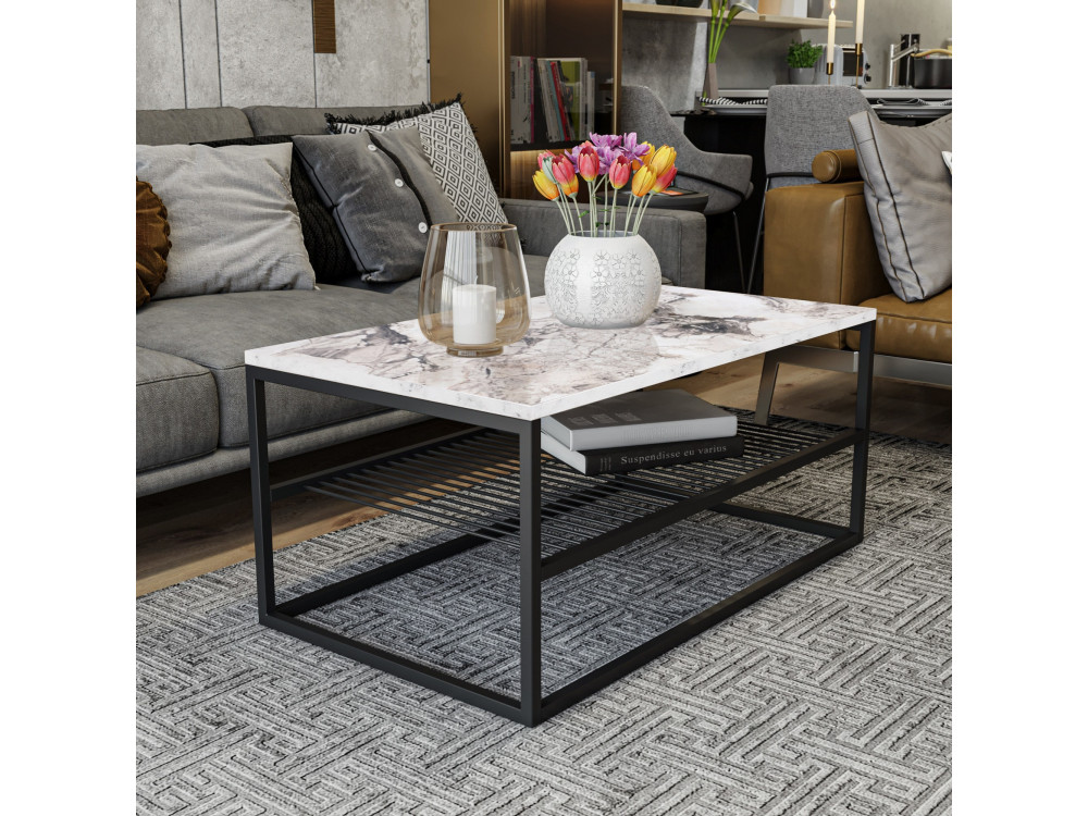 Table basse en bois "Asude" - 95 x 55 x 42 cm - Blanc
