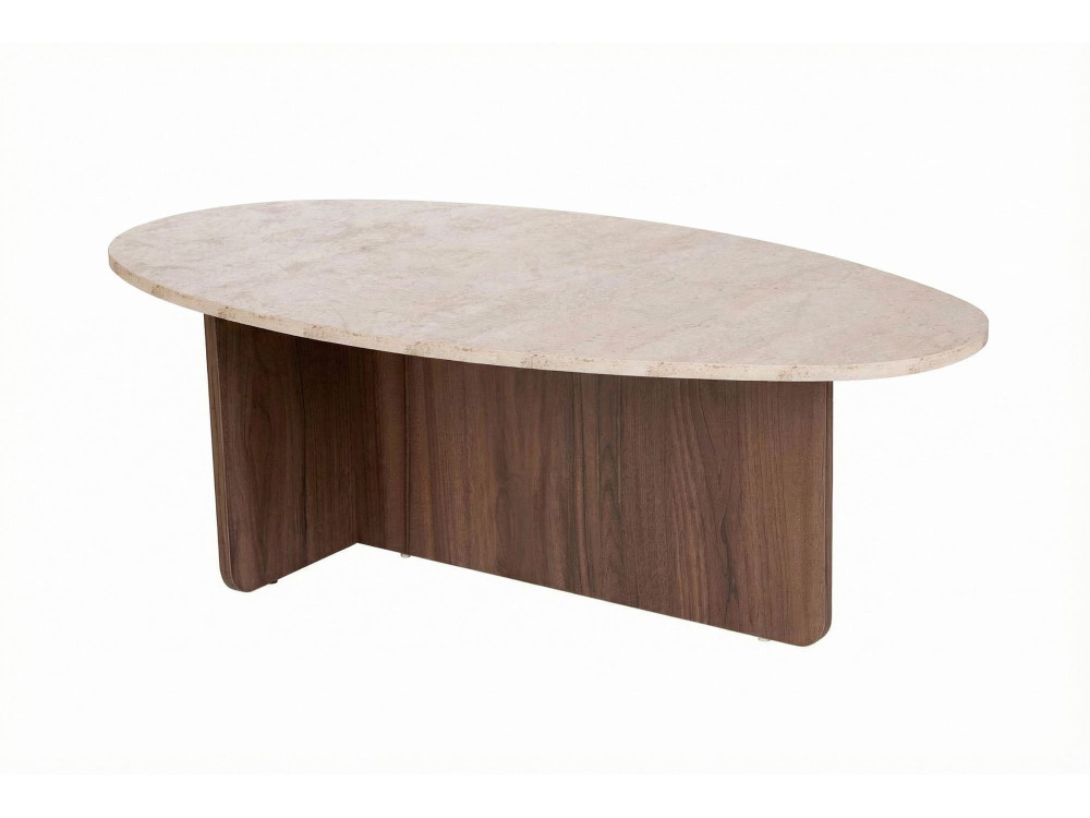 Table basse en bois "Orba" - 120 x 65 x 40 cm - Travertin