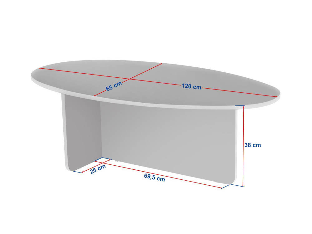 Table basse en bois "Orba" - 120 x 65 x 40 cm - Travertin