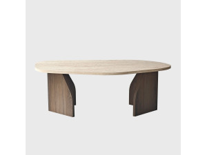 Table basse en bois "Rock" - 100 x 60 x 35 cm - Travertin