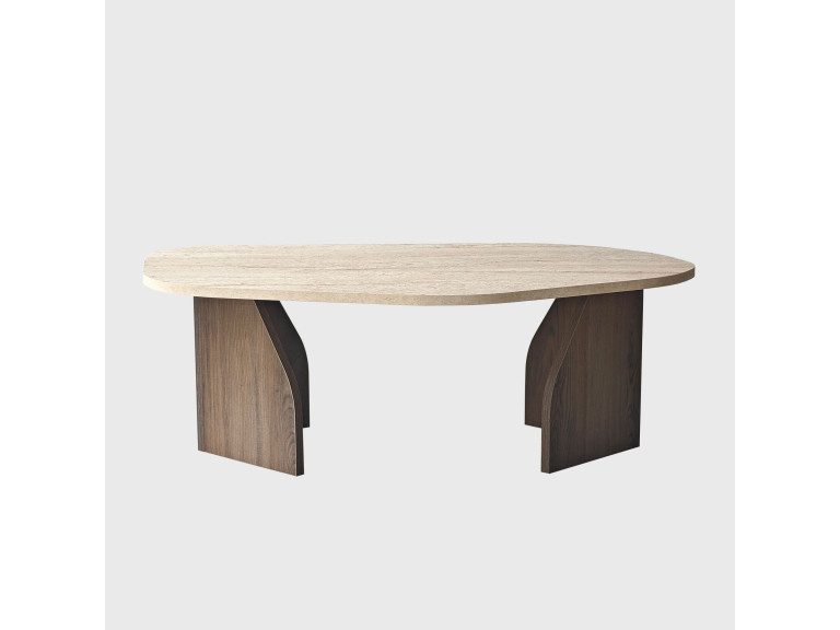 Table basse en bois "Rock" - 100 x 60 x 35 cm - Travertin
