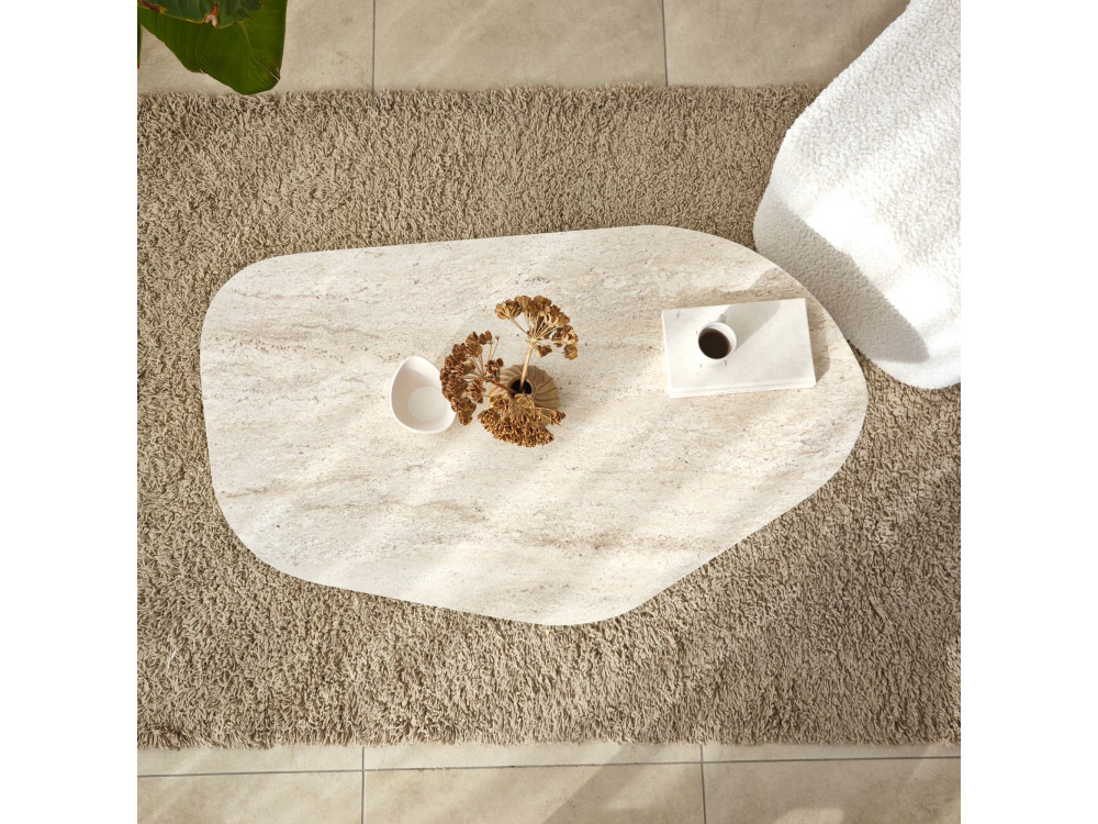 Table basse en bois "Rock" - 100 x 60 x 35 cm - Travertin