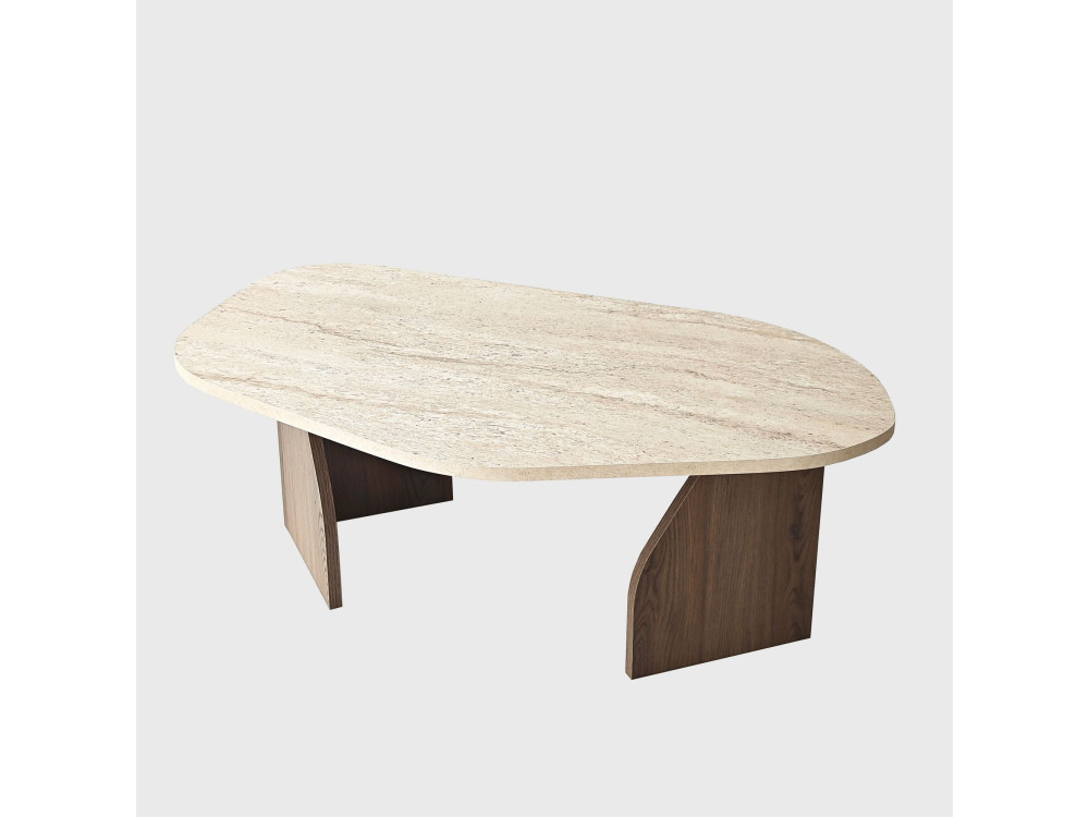Table basse en bois "Rock" - 100 x 60 x 35 cm - Travertin