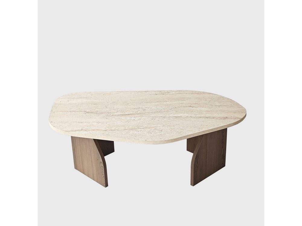 Table basse en bois "Rock" - 100 x 60 x 35 cm - Travertin