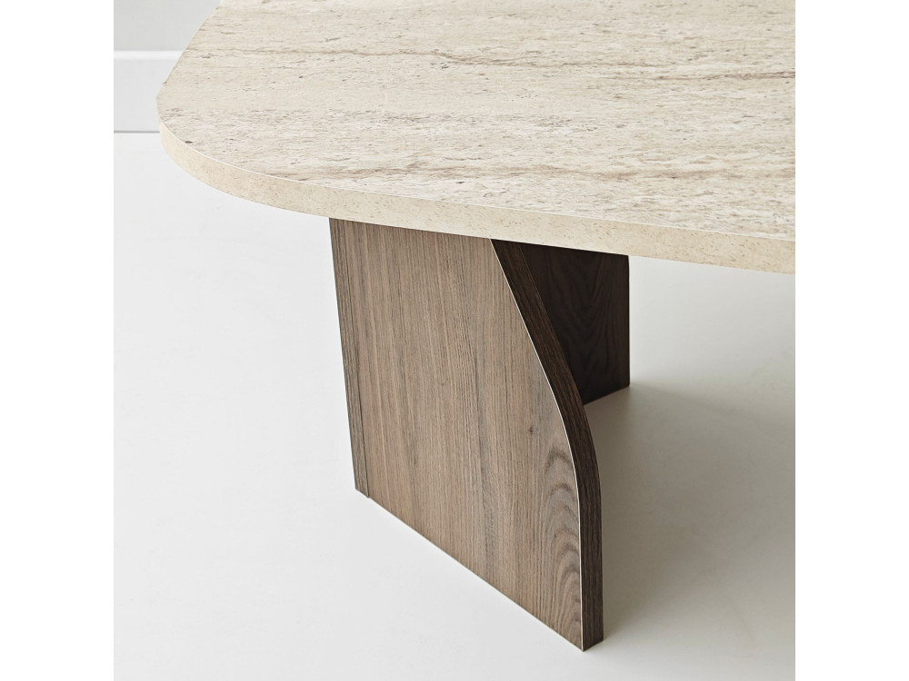 Table basse en bois "Rock" - 100 x 60 x 35 cm - Travertin