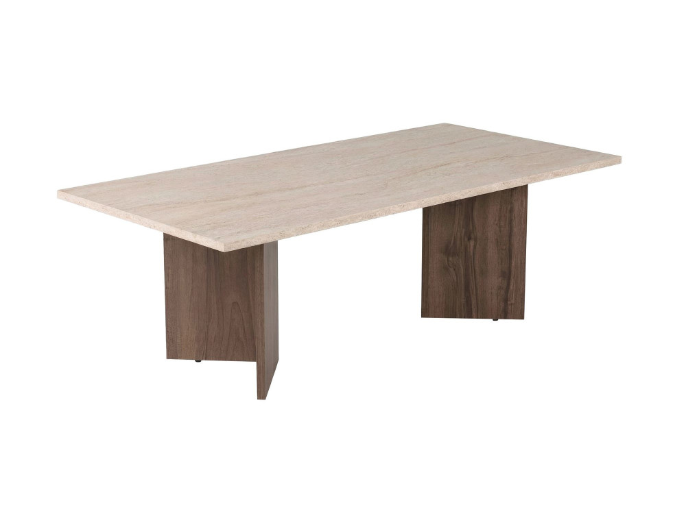 Table basse en bois "Sabin" - 119 x 60 x 40 cm - Travertin