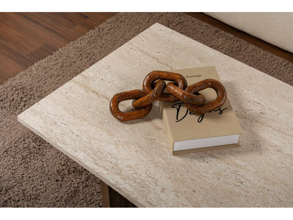 Table basse en bois "Sabin" - 119 x 60 x 40 cm - Travertin