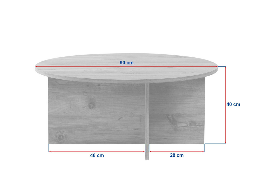 Table basse en bois "Soleil" - 90 x 90 x 40 cm - Travertin