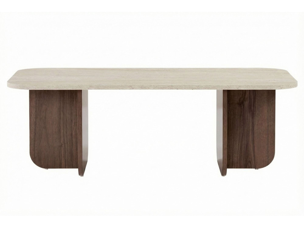 Table basse en bois "Akira" - 120 x 60 x 41 cm - Travertin