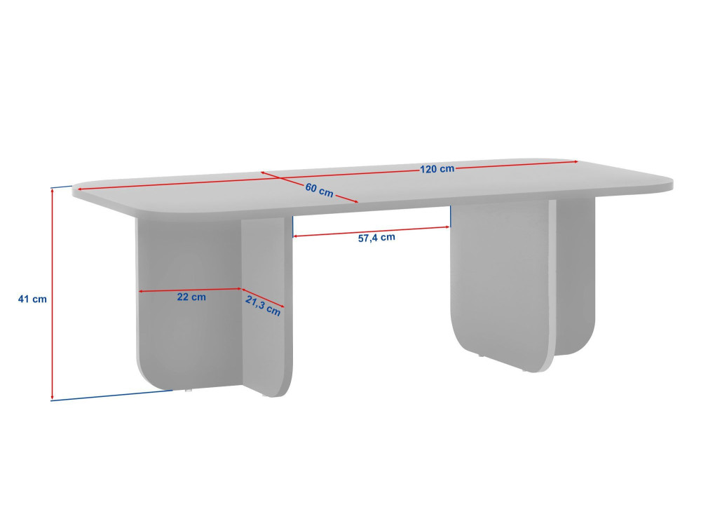 Table basse en bois "Akira" - 120 x 60 x 41 cm - Travertin