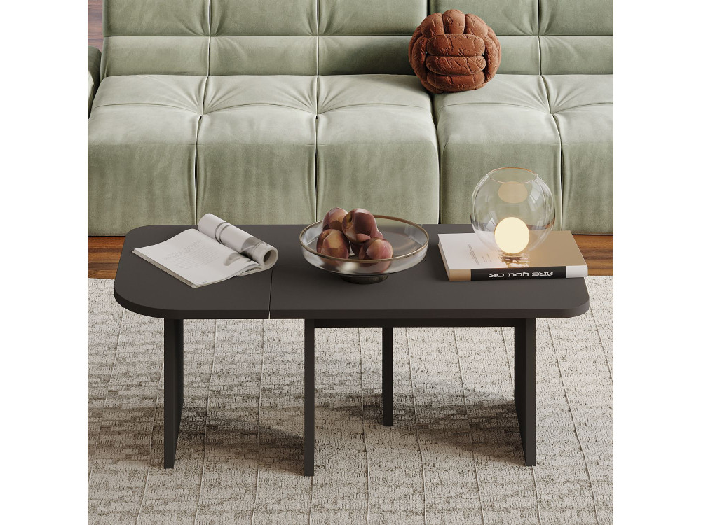 Ensemble tables basses en bois "Iris" - 90 x 45 x 35 cm - Gris anthracite