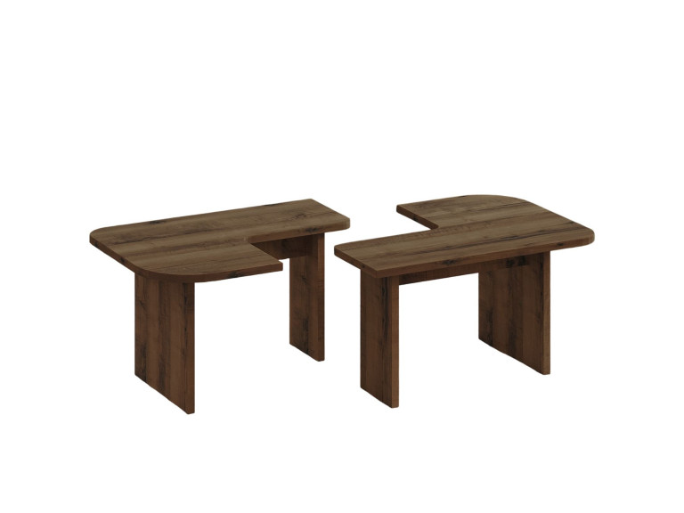 Ensemble tables basses en bois "Iris" - 90 x 45 x 35 cm - Marron