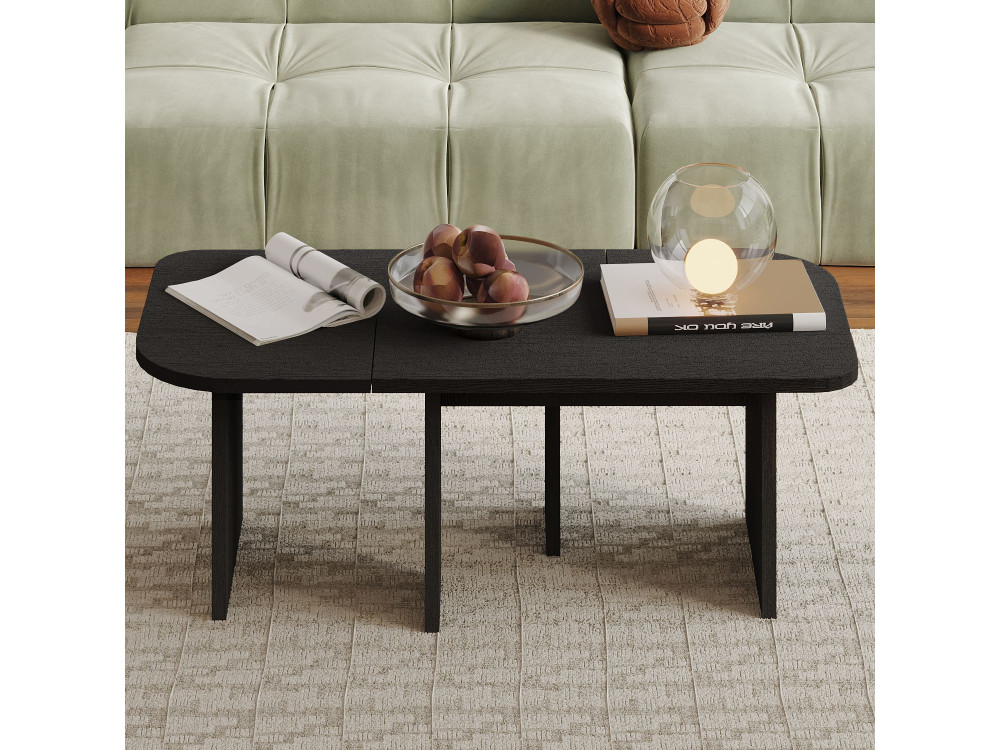 Ensemble Tables Basses en bois "Iris" - 90 x 45 x 35 cm - Noir