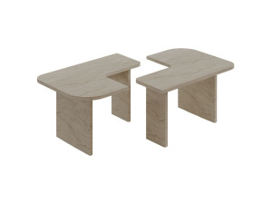 Ensemble tables basses en bois "Iris" - 90 x 45 x 35 cm - Travertin