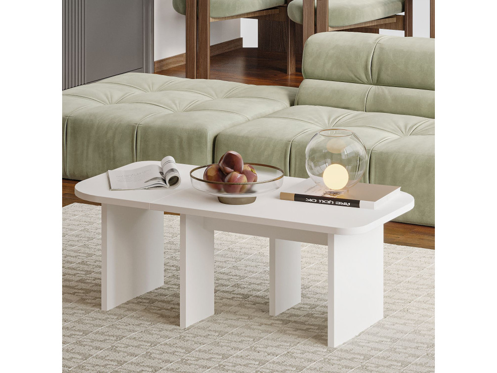 Ensemble tables basses en bois "Iris" - 90 x 45 x 35 cm - Blanc