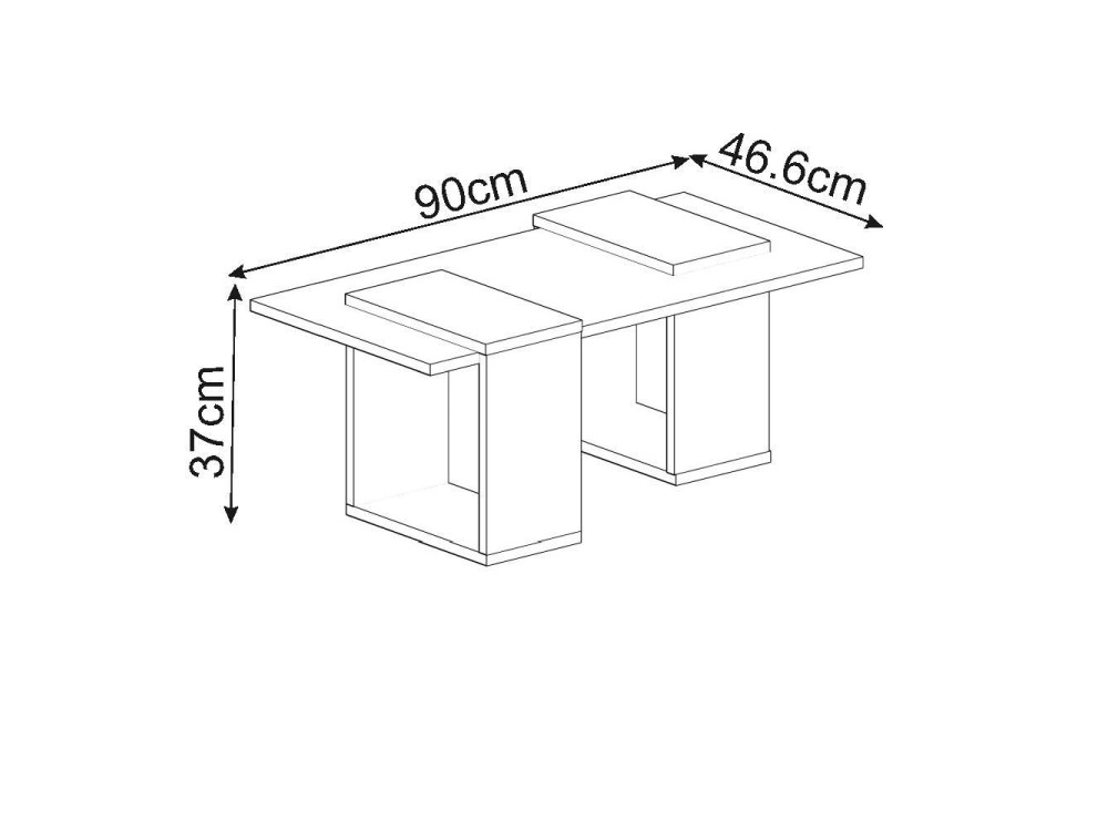 Table basse en bois "Matris" - 90 x 46 x 37 cm - Gris