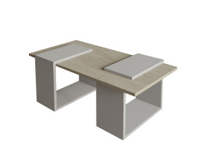 Table basse en bois "Matris" - 90 x 46 x 37 cm - Travertin