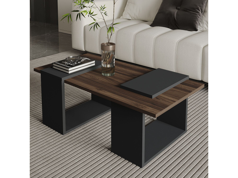 Table basse en bois "Matris" - 90 x 46 x 37 cm - Marron