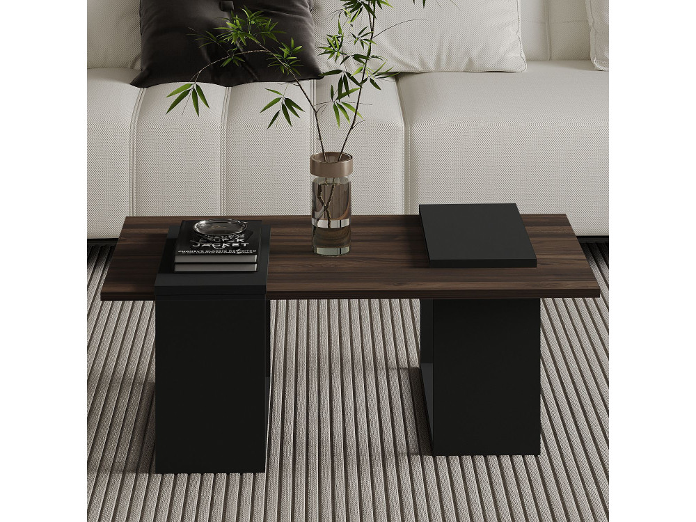 Table basse en bois "Matris" - 90 x 46 x 37 cm - Marron