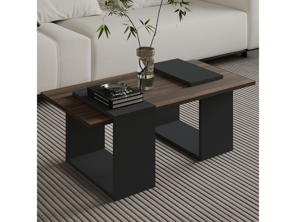 Table basse en bois "Matris" - 90 x 46 x 37 cm - Marron
