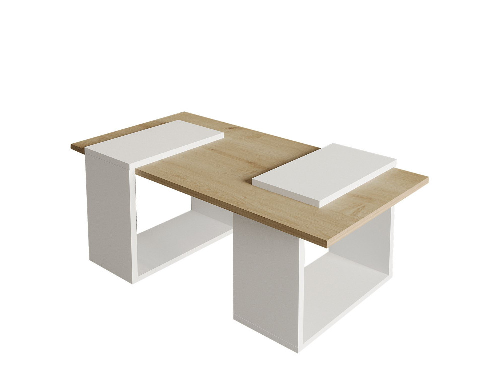 Table basse en bois "Matris" - 90 x 46 x 37 cm - Blanc