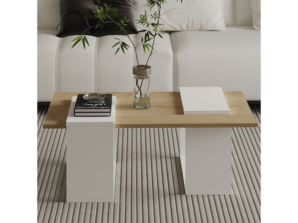 Table basse en bois "Matris" - 90 x 46 x 37 cm - Blanc