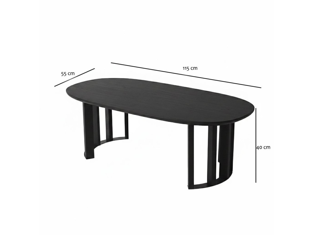 Table basse en bois "Elysia" - 120 x 60 x 40 cm - Noir