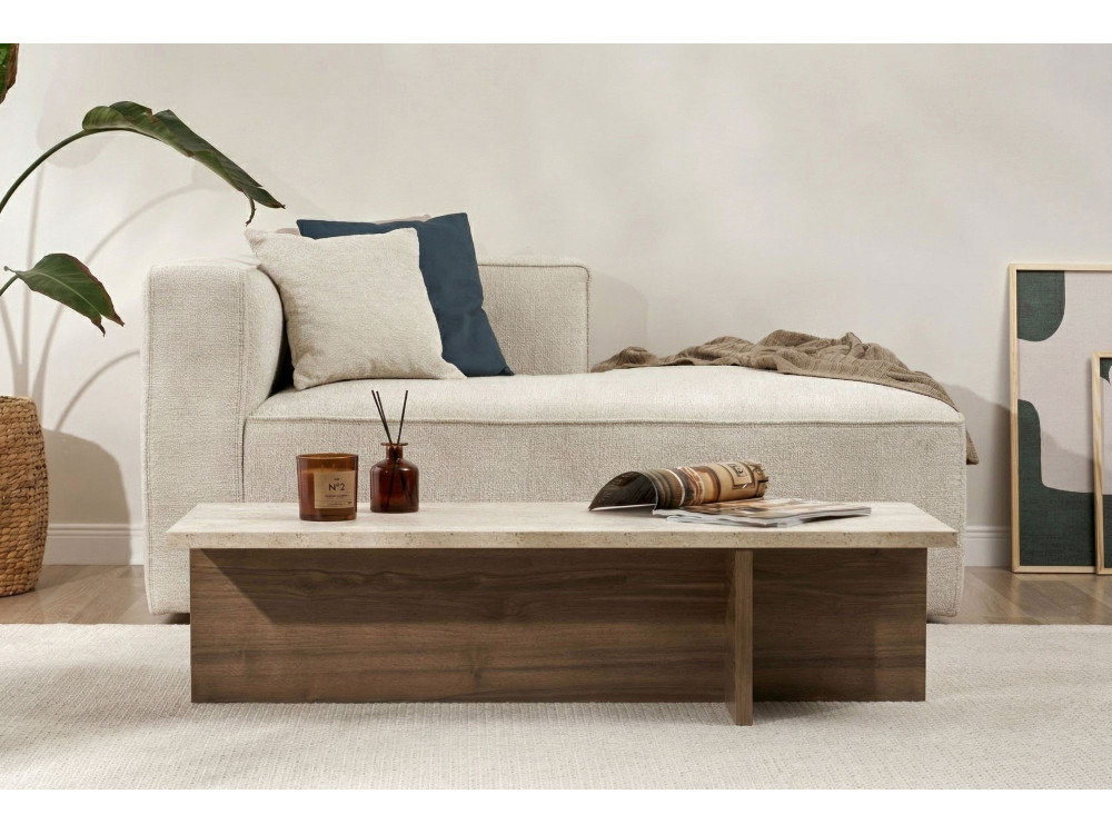 Table basse en bois "Harbor" - 120 x 45 x 30 cm - Travertin