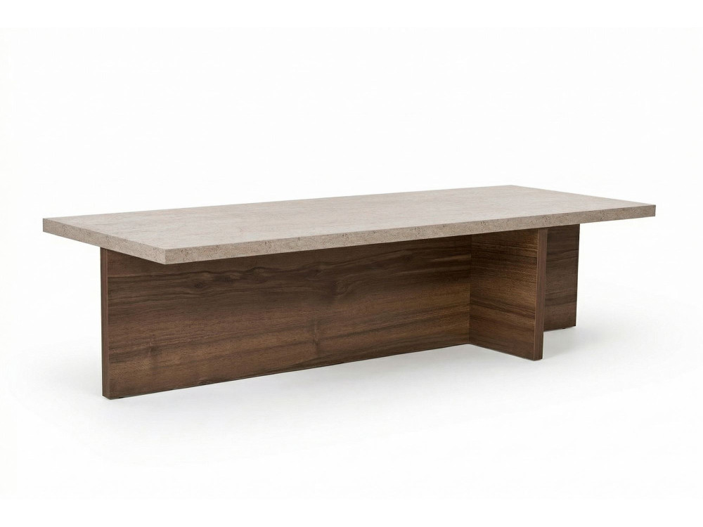 Table basse en bois "Harbor" - 120 x 45 x 30 cm - Travertin