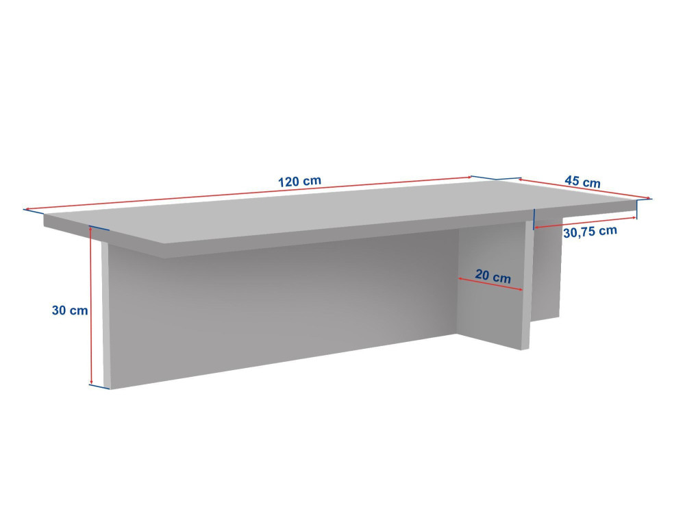 Table basse en bois "Harbor" - 120 x 45 x 30 cm - Travertin